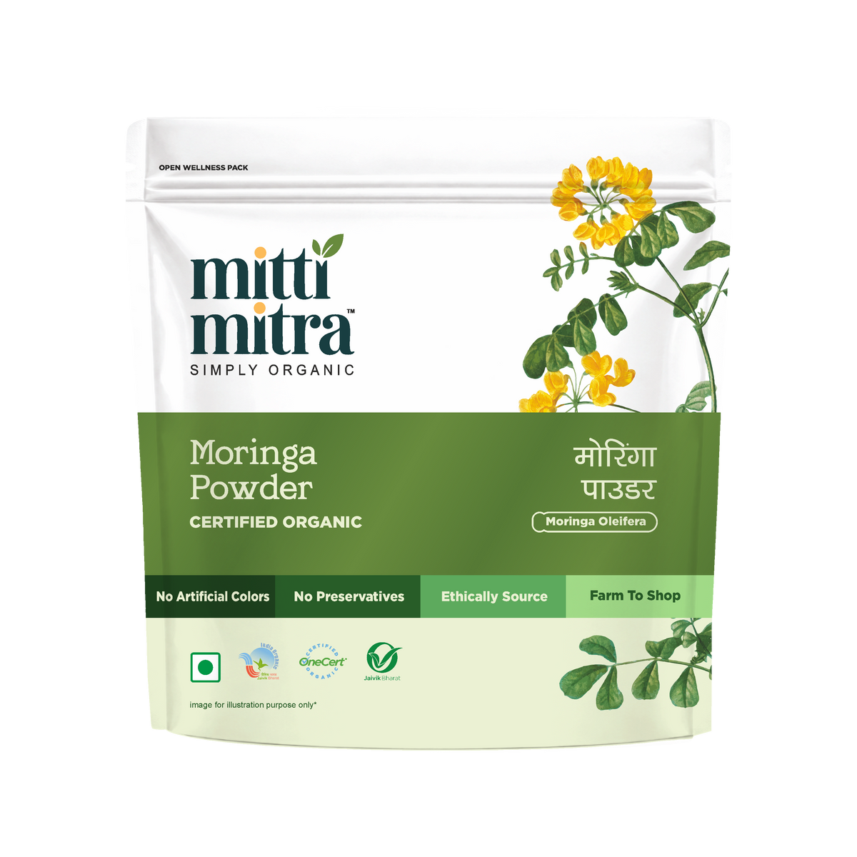 Mitti Mitra Moringa Leaf Powder packaging